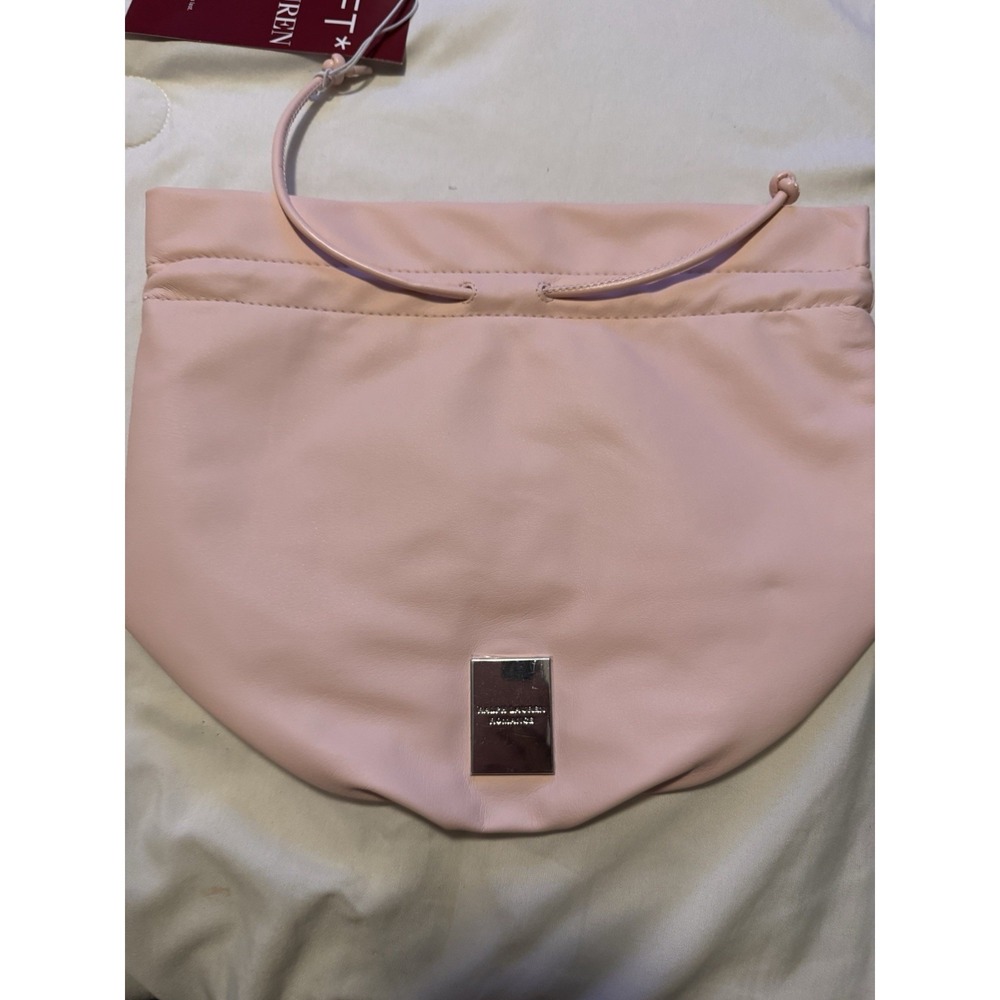 Ralph Lauren Romance Pink Drawstring Bucket Bag with Logo Plaque Accent